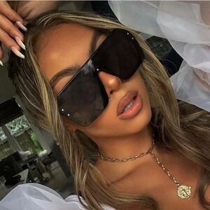 Oversized Shield Sunglasses Women's Fashion Rimless Trendy Sun Glasses‎ Trendy